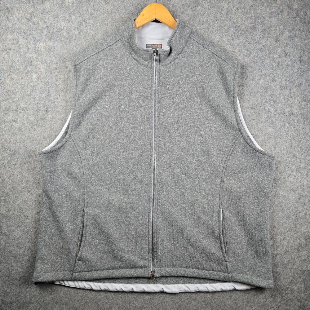 Peter Millar Warmth Vest Mens 3X Gray Full Zip Fleece Golf Outdoor Layering